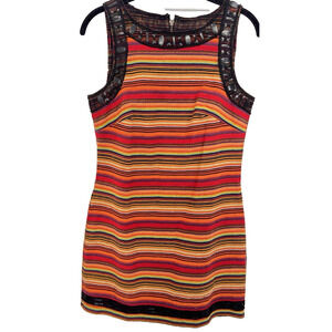 Free People New Romantics Colorful Tapestry Shift Dress Size 8 Rear Zipper